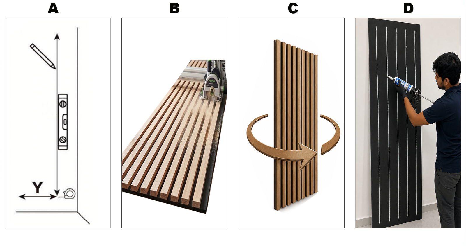 Wood Slat Acoustic Panel size details and dimensions chart