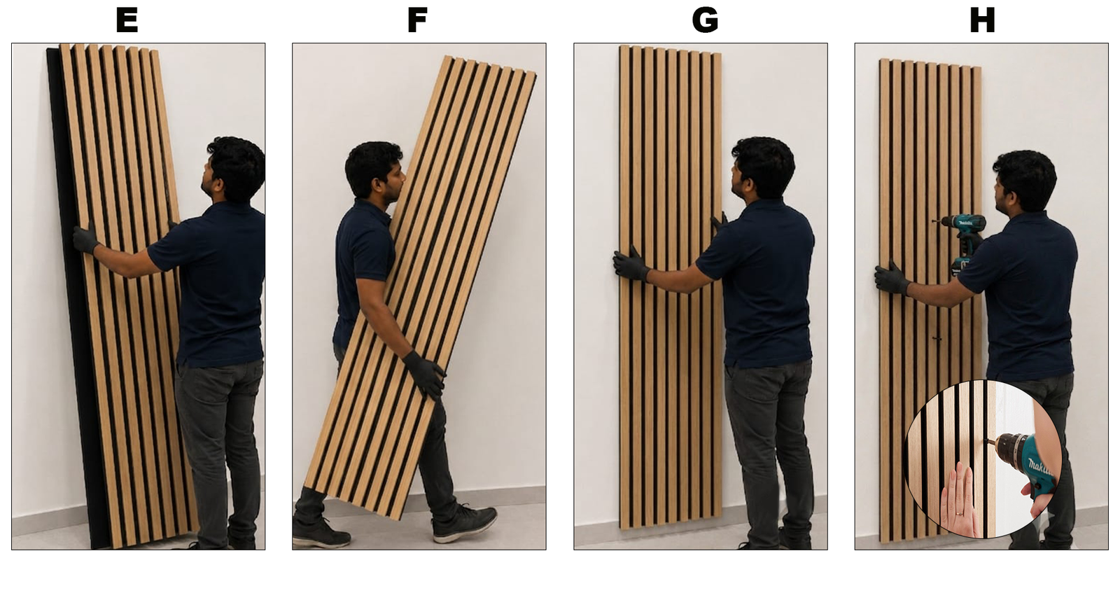 Wood Slat Acoustic Panel size details and dimensions chart